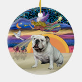 Xmas Star - Witte Engelse Bulldog Keramisch Ornament (Achterkant)