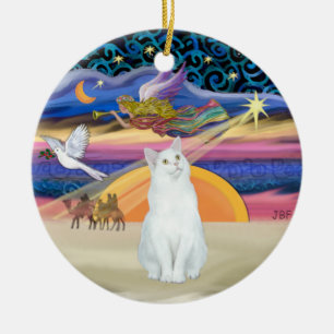 Xmas Star - Witte kat (Amerikaanse SH) Keramisch Ornament