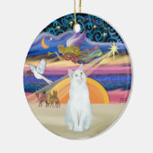 Xmas Star - Witte kat (Amerikaanse SH) Keramisch Ornament (Links)