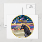 Xmas Star - Zwart Arabisch Paard Feestdagenkaart (Voorkant / Achterkant)