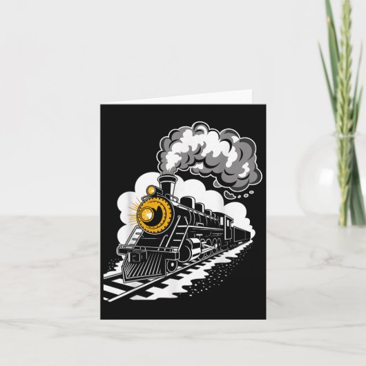 Xmas Stoommachine Train Conductor Mannen Boys Kaart (Voorkant)