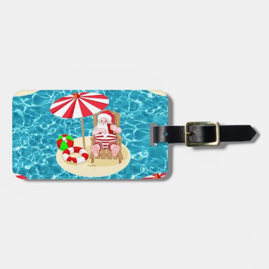 xmas strand santa claus bagagelabel (Voorkant horizontaal)