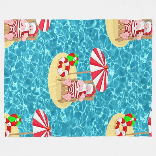 xmas strand santa claus blanket fleece deken (Voorkant (Horizontaal))