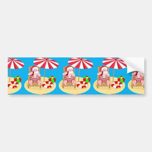 xmas strand santa claus bumpersticker (Voorkant)