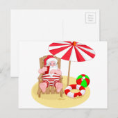 xmas strand santa claus feestdagenkaart (Voorkant / Achterkant)