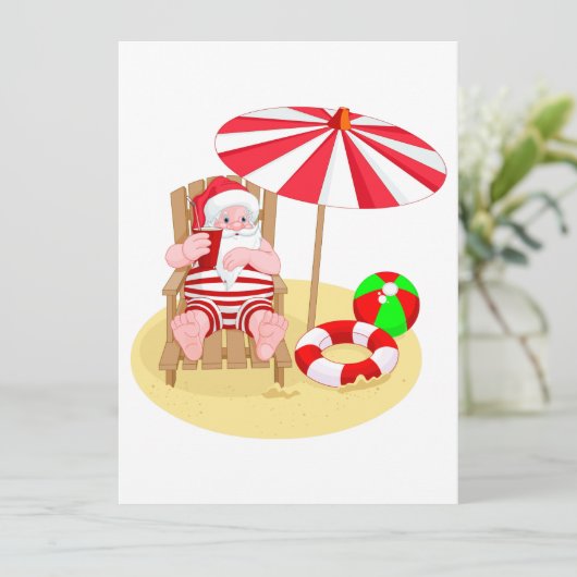 xmas strand santa claus feestdagenkaart (Staand voorkant)