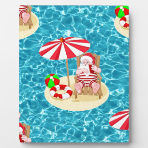 xmas strand santa claus fotoplaat