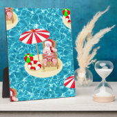 xmas strand santa claus fotoplaat (Zijkant)