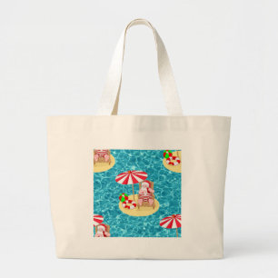 xmas strand santa claus grote tote bag