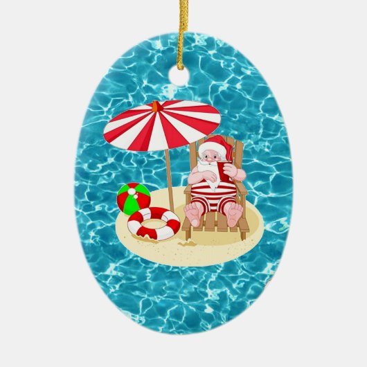 xmas strand santa claus keramisch ornament (Voorkant)