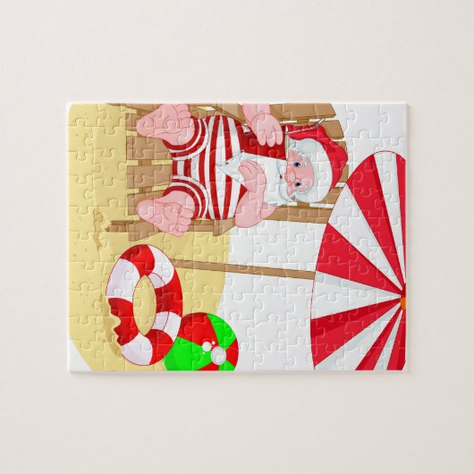 xmas strand santa claus legpuzzel (Horizontaal)