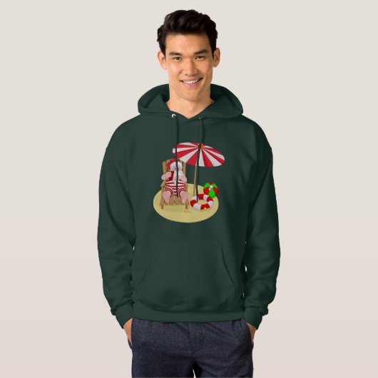 xmas strand santa claus mannen overdekt sweatshirt (Voorkant volledig)
