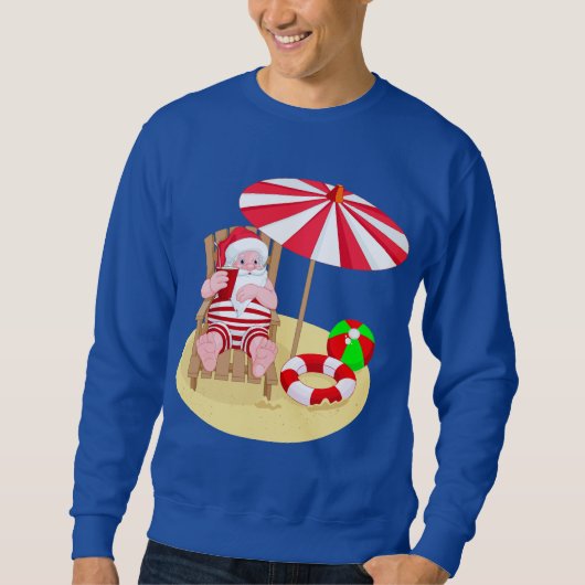 xmas strand santa claus mannen sweatshirt (Voorkant)
