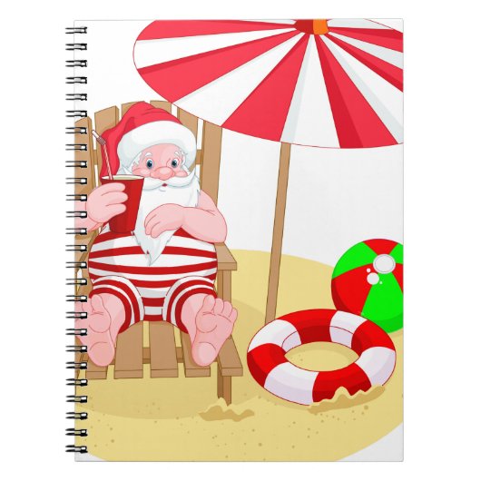 xmas strand santa claus notitieboek (Voorkant)
