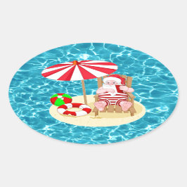 xmas strand santa claus ovale sticker