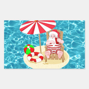 xmas strand santa claus rechthoekige sticker