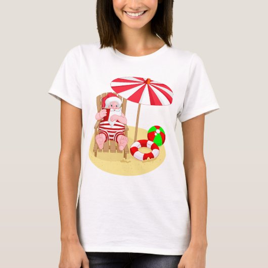 xmas strand santa claus t-shirt (Voorkant)