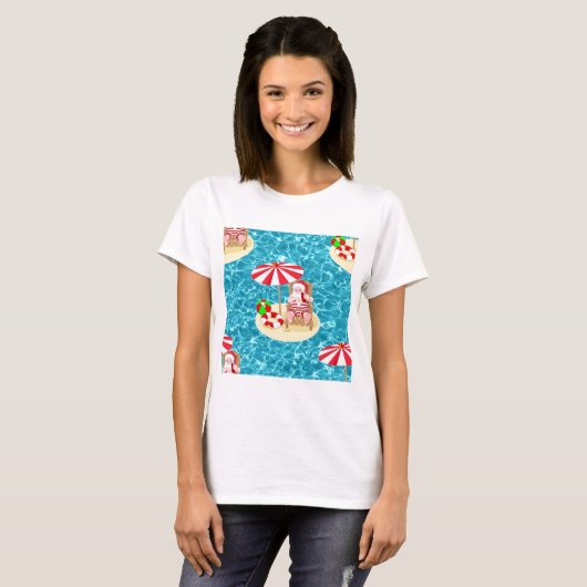 xmas strand santa claus t-shirt (Voorkant volledig)