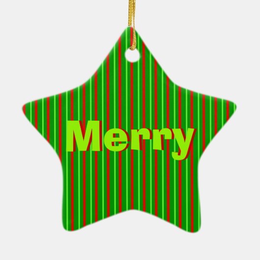 Xmas Stripe Keramisch Ornament (Achterkant)