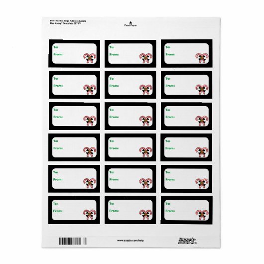 Xmas Sugar Skull Candy Canes Etiket (Full Sheet)