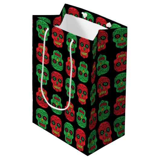 Xmas Sugar Skulls Medium Cadeauzakje (Voorkant Gekanteld)