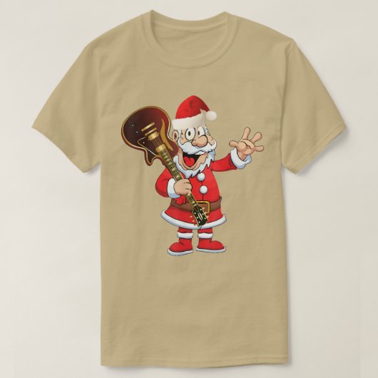 Xmas Summer Santa With Guitar, Funny Music Loves X T-shirt (Design voorkant)