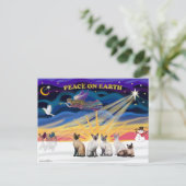 Xmas Sunrise - 5 Siamese katten Feestdagenkaart (Staand voorkant)