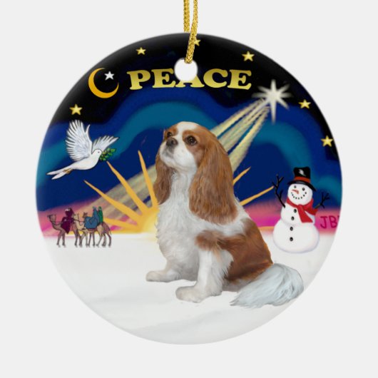 Xmas Sunrise - Blenheim Cavalier Keramisch Ornament (Voorkant)