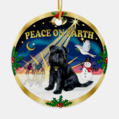 Xmas Sunrise - Brussels Griffon (rood) Keramisch Ornament (Voorkant)