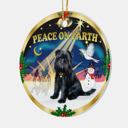 Xmas Sunrise - Brussels Griffon (rood) Keramisch Ornament (Links)