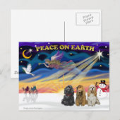 Xmas Sunrise - Drie Cocker Spaniels Feestdagenkaart (Voorkant / Achterkant)