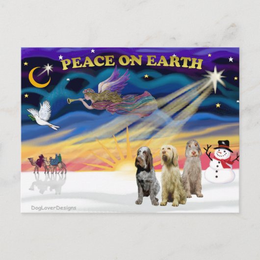 Xmas Sunrise - Drie Italiaanse spinones Feestdagenkaart (Voorkant)