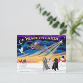 Xmas Sunrise - Drie standaard poedels Feestdagenkaart (Staand voorkant)