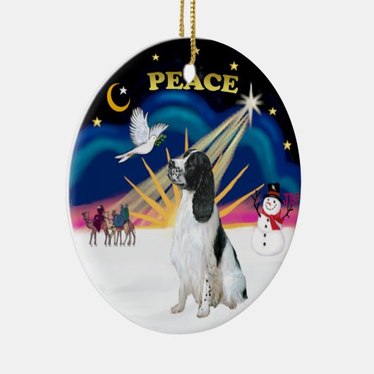 Xmas Sunrise - Engelse Springer Spaniel Keramisch Ornament (Rechts)