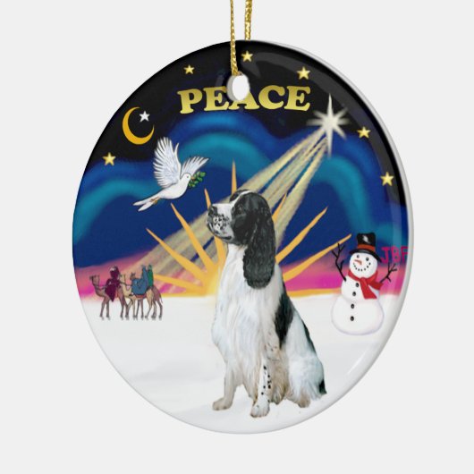 Xmas Sunrise - Engelse Springer Spaniel Keramisch Ornament (Links)