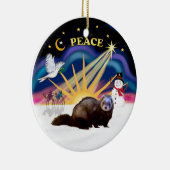 Xmas Sunrise - Ferret 2 Keramisch Ornament (Rechts)