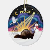 Xmas Sunrise - Ferret 2 Keramisch Ornament (Links)