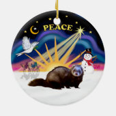 Xmas Sunrise - Ferret 2 Keramisch Ornament (Achterkant)