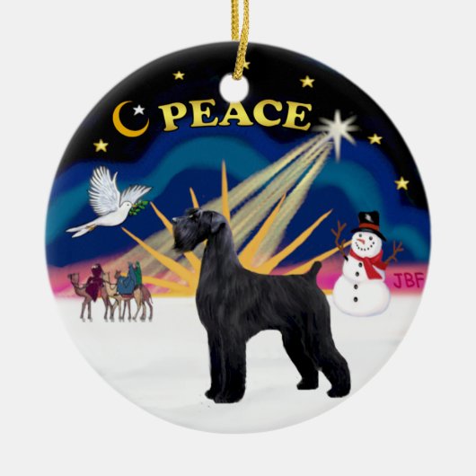 Xmas Sunrise - Giant Black Schnauzer Keramisch Ornament (Voorkant)