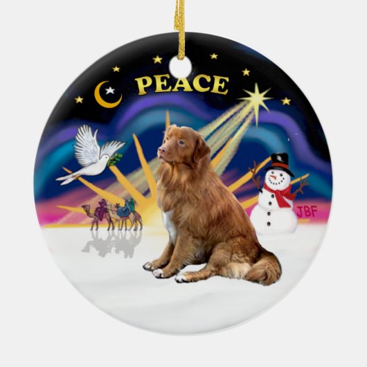 Xmas Sunrise - Nova Scotia hond Keramisch Ornament (Achterkant)