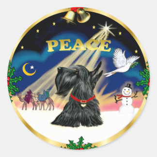 Xmas Sunrise (R) - Schotse Terrier Ronde Sticker