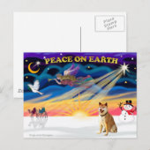 Xmas Sunrise - Shiba Inu 3 Feestdagenkaart (Voorkant / Achterkant)