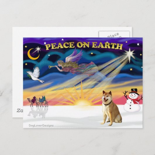 Xmas Sunrise - Shiba Inu 3 Feestdagenkaart (Voorkant / Achterkant)