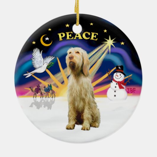 Xmas Sunrise - Spinone Italiano (tarwe) Keramisch Ornament (Achterkant)