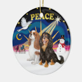 Xmas Sunrise - Twee Cavaliers (BL+BT) Keramisch Ornament (Links)