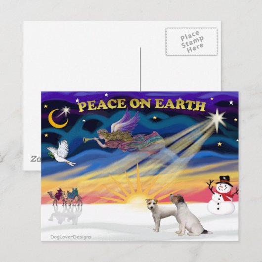 Xmas Sunrise - Twee Jack Russell Terriers Feestdagenkaart (Voorkant / Achterkant)