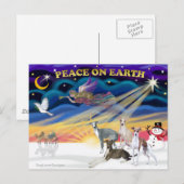 Xmas Sunrise - Vier Italiaanse windhonden Feestdagenkaart (Voorkant / Achterkant)