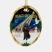 Xmas Sunrise - Zwarte Speelgoed Poedel Keramisch Ornament (Rechts)