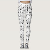 Xmas Sweater-patroon, zwart op wit Leggings (Voorkant)