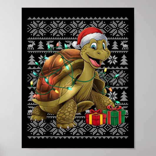 Xmas Sweater Style Ugly Santa Giant Tortoise Chris Poster (Voorkant)